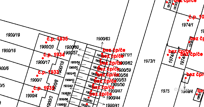 Teplice 46953345 na parcele st. 1900/61 v KÚ Teplice-Trnovany, Katastrální mapa