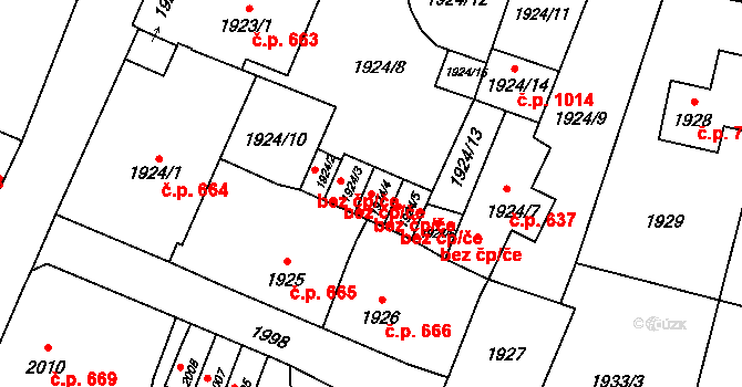 Vítkov 48075345 na parcele st. 1924/4 v KÚ Vítkov, Katastrální mapa
