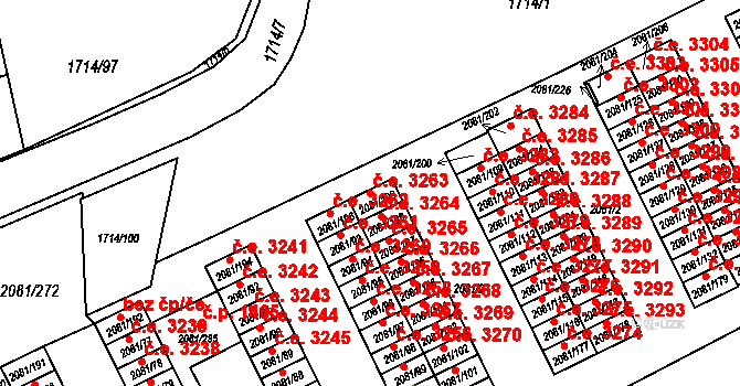 Prostřední Suchá 3263, Havířov na parcele st. 2081/198 v KÚ Prostřední Suchá, Katastrální mapa