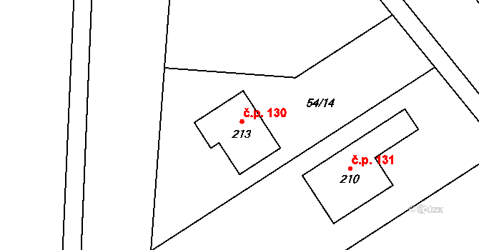 Blšany u Loun 130 na parcele st. 213 v KÚ Blšany u Loun, Katastrální mapa