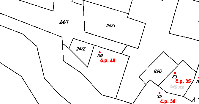 Holešovice 48, Chroustovice na parcele st. 99 v KÚ Holešovice u Chroustovic, Katastrální mapa
