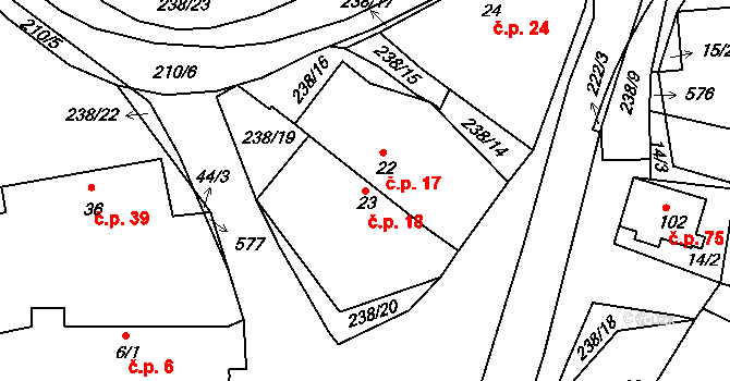 Vyžice 18 na parcele st. 23 v KÚ Vyžice, Katastrální mapa