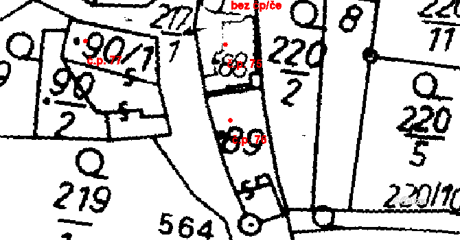 Bernartice 76 na parcele st. 89 v KÚ Bernartice u Milevska, Katastrální mapa
