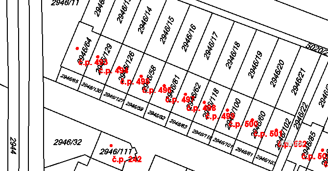 Choceňské Předměstí 497, Vysoké Mýto na parcele st. 2946/81 v KÚ Vysoké Mýto, Katastrální mapa