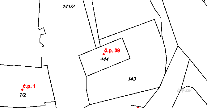 Olivětín 39, Broumov na parcele st. 444 v KÚ Broumov, Katastrální mapa