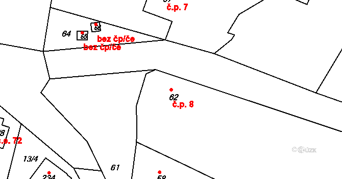 Spyta 8, Česká Skalice na parcele st. 62 v KÚ Spyta, Katastrální mapa