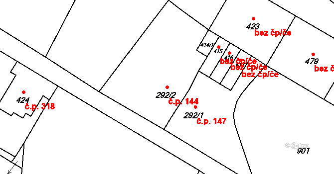 Hejtmánkovice 144 na parcele st. 292/2 v KÚ Hejtmánkovice, Katastrální mapa