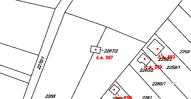 Velké Opatovice 367 na parcele st. 2267/2 v KÚ Velké Opatovice, Katastrální mapa