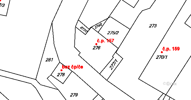 Butovice 157, Studénka na parcele st. 276 v KÚ Butovice, Katastrální mapa