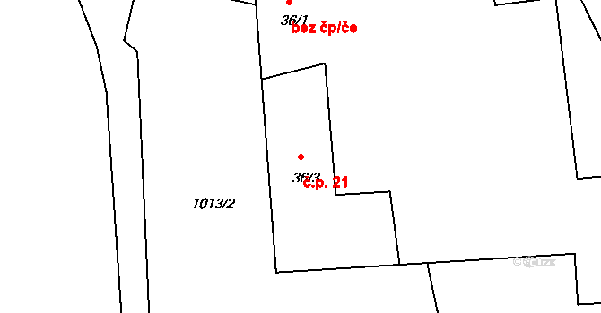Jenín 21, Dolní Dvořiště na parcele st. 36/3 v KÚ Jenín, Katastrální mapa