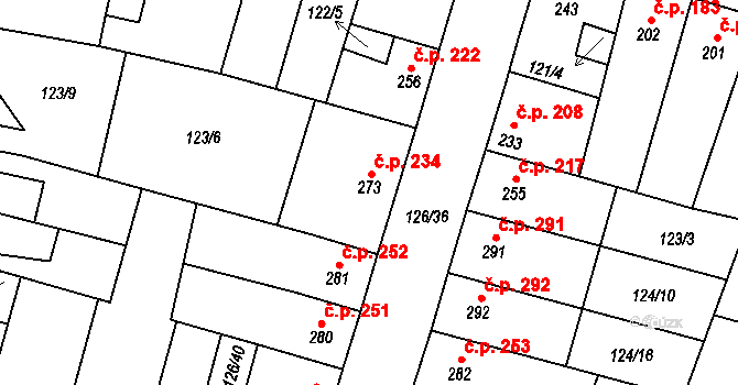 Lenešice 234 na parcele st. 273 v KÚ Lenešice, Katastrální mapa