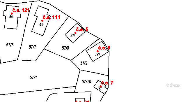 Nivy 6, Děpoltovice na parcele st. 50 v KÚ Nivy, Katastrální mapa