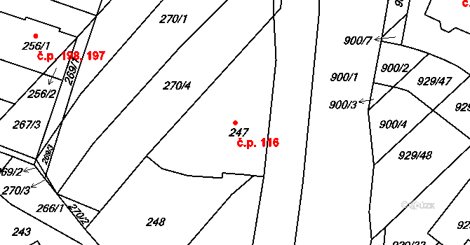 Ketkovice 116 na parcele st. 247 v KÚ Ketkovice, Katastrální mapa