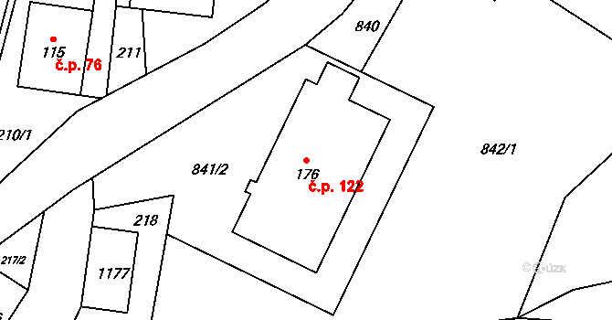 Ostružná 122 na parcele st. 176 v KÚ Ostružná, Katastrální mapa