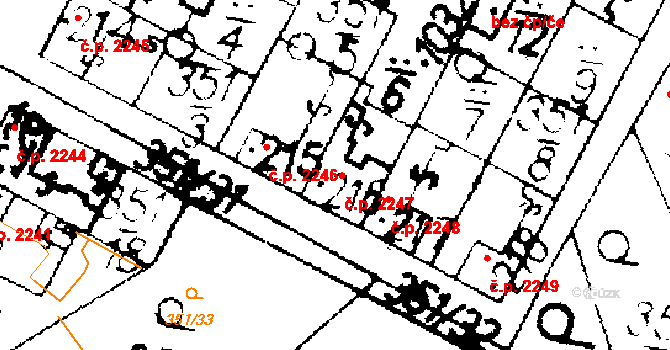 Podlusky 2247, Roudnice nad Labem na parcele st. 216 v KÚ Podlusky, Katastrální mapa