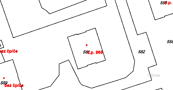 Lutyně 865, Orlová na parcele st. 581 v KÚ Horní Lutyně, Katastrální mapa
