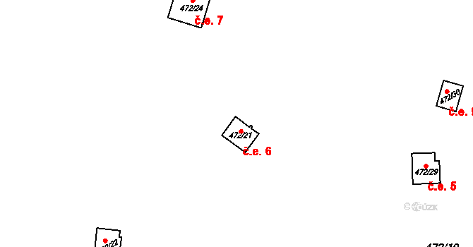 Senohraby 6 na parcele st. 472/21 v KÚ Senohraby, Katastrální mapa
