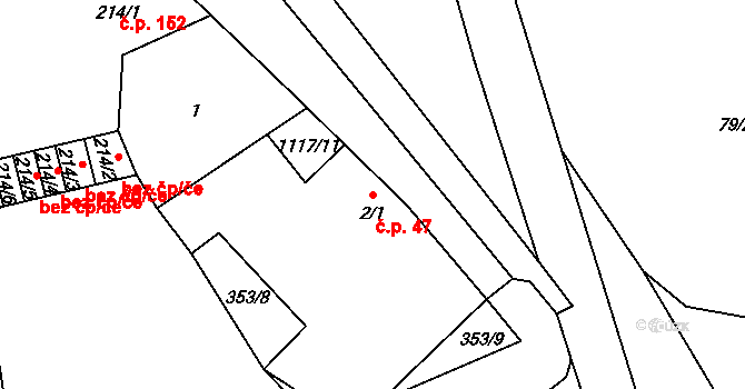 Úšovice 47, Mariánské Lázně na parcele st. 2/1 v KÚ Úšovice, Katastrální mapa