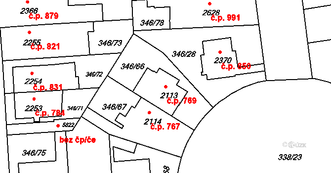 Kolín V 769, Kolín na parcele st. 2113 v KÚ Kolín, Katastrální mapa