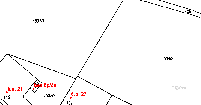 Lipovka 27, Deštná na parcele st. 131 v KÚ Lipovka, Katastrální mapa