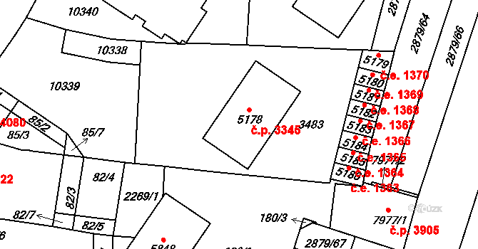 Hodonín 3345 na parcele st. 5178 v KÚ Hodonín, Katastrální mapa