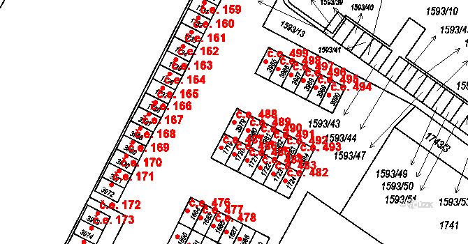Kuřim 488 na parcele st. 3979 v KÚ Kuřim, Katastrální mapa