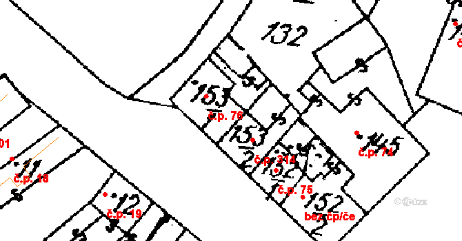 Žiželice 314 na parcele st. 153/2 v KÚ Žiželice nad Cidlinou, Katastrální mapa