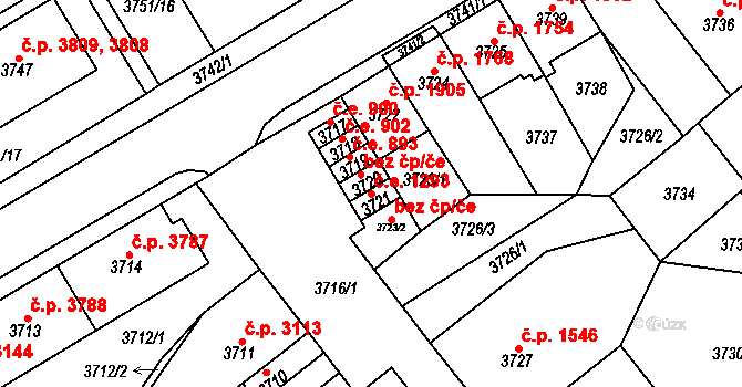 Chomutov 1293 na parcele st. 3721 v KÚ Chomutov I, Katastrální mapa