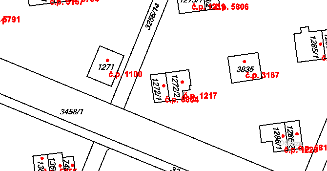 Zlín 5804 na parcele st. 1272/1 v KÚ Zlín, Katastrální mapa