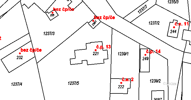 Hůrka Kapinos 13, Neveklov na parcele st. 221 v KÚ Zádolí u Neveklova, Katastrální mapa