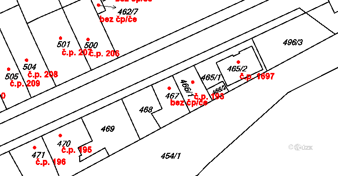 Holešov 41360346 na parcele st. 467 v KÚ Holešov, Katastrální mapa