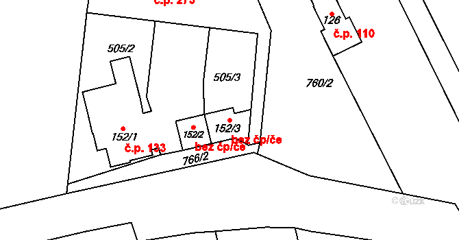 Slatinice 42581346 na parcele st. 152/3 v KÚ Slatinice na Hané, Katastrální mapa