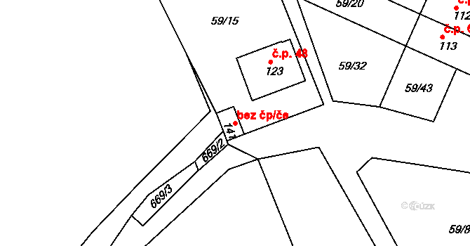 Putimov 43217346 na parcele st. 141 v KÚ Putimov, Katastrální mapa