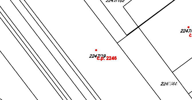 Velké Meziříčí 2246 na parcele st. 2247/19 v KÚ Velké Meziříčí, Katastrální mapa