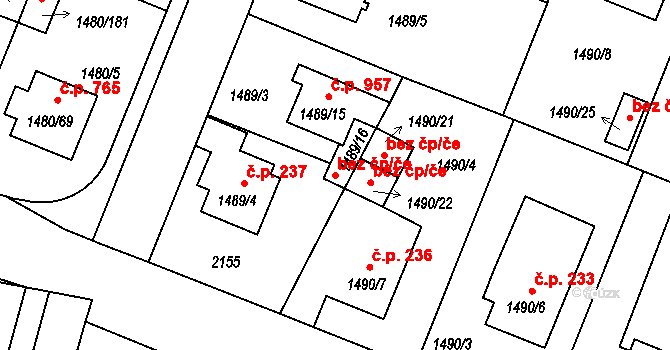 Bechyně 43640346 na parcele st. 1489/16 v KÚ Bechyně, Katastrální mapa