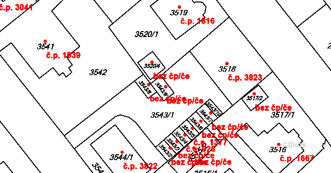 Chomutov 45034346 na parcele st. 3543/9 v KÚ Chomutov I, Katastrální mapa