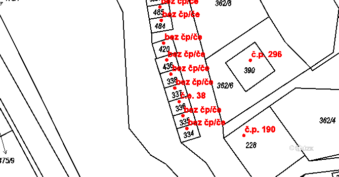 Mrákotín 45810346 na parcele st. 337 v KÚ Mrákotín u Telče, Katastrální mapa