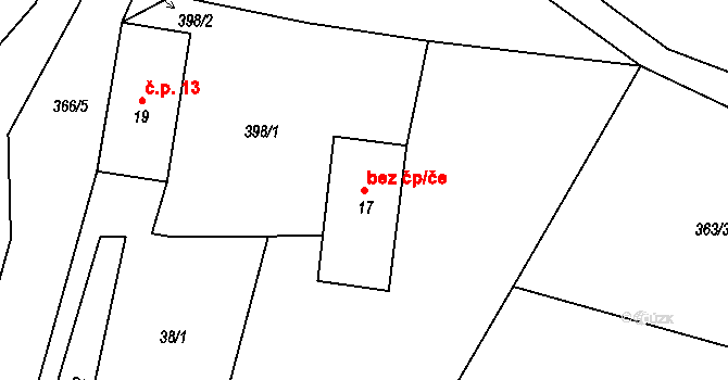 Ostrov 45856346 na parcele st. 17 v KÚ Vykmanov u Ostrova, Katastrální mapa