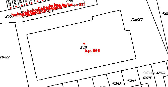 Lány 966, Svitavy na parcele st. 349 v KÚ Čtyřicet Lánů, Katastrální mapa