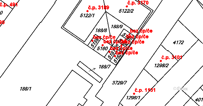 Břeclav 47088346 na parcele st. 5160 v KÚ Břeclav, Katastrální mapa