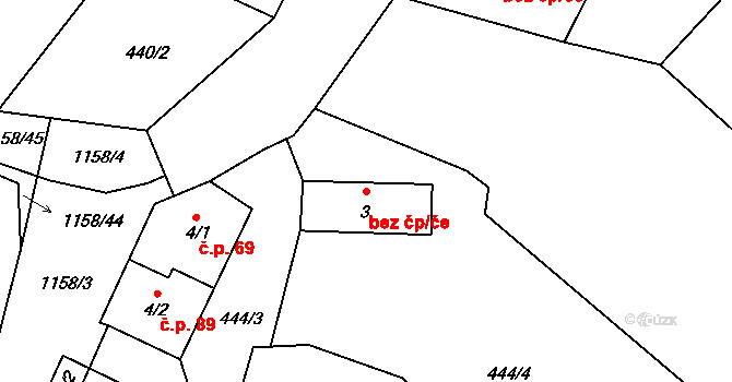 Lčovice 49096346 na parcele st. 3 v KÚ Lčovice, Katastrální mapa