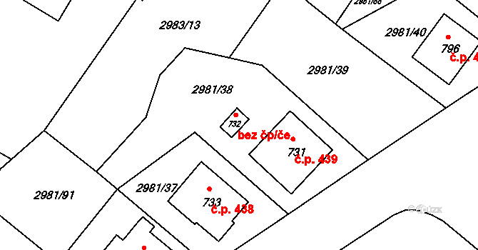 Kunžak 49119346 na parcele st. 732 v KÚ Kunžak, Katastrální mapa