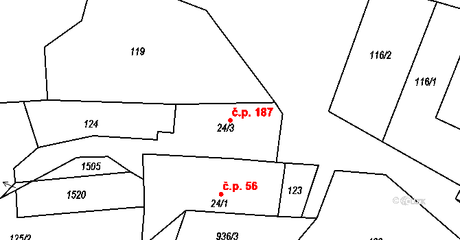 Maršov 50125346 na parcele st. 24/3 v KÚ Maršov u Veverské Bítýšky, Katastrální mapa