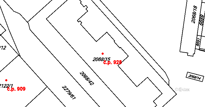 Beroun-Město 928, Beroun na parcele st. 2068/15 v KÚ Beroun, Katastrální mapa