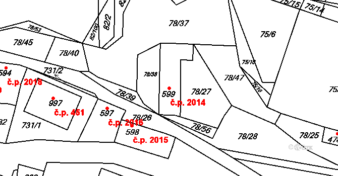 Kralupy nad Vltavou 2014 na parcele st. 599 v KÚ Lobeč, Katastrální mapa