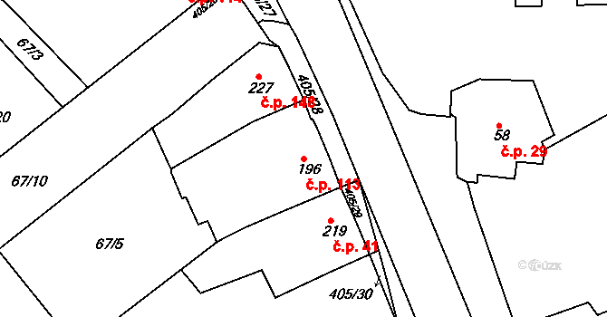 Malá Skalice 113, Česká Skalice na parcele st. 196 v KÚ Malá Skalice, Katastrální mapa