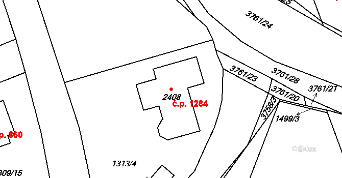 Dobřany 1284 na parcele st. 2408 v KÚ Dobřany, Katastrální mapa