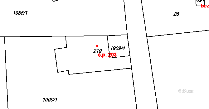 Ženklava 203 na parcele st. 210 v KÚ Ženklava, Katastrální mapa
