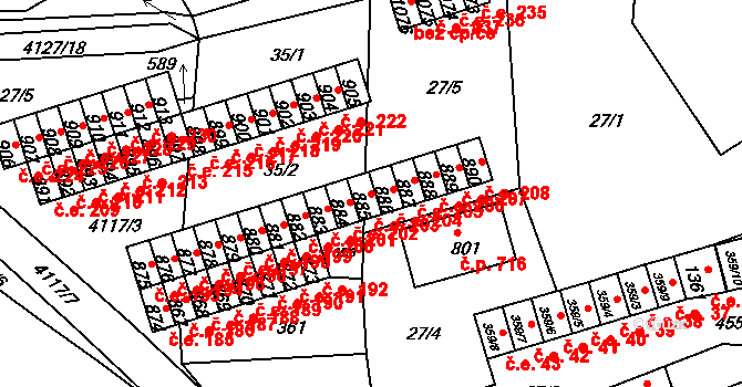 Počátky 203 na parcele st. 885 v KÚ Počátky, Katastrální mapa
