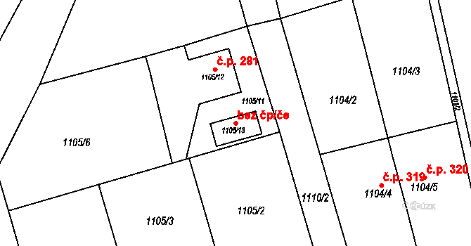 Bohuslavice 96042346 na parcele st. 1105/13 v KÚ Bohuslavice u Hlučína, Katastrální mapa